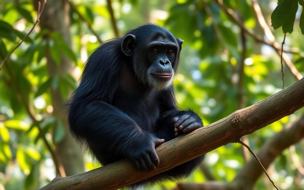 Wild chimpanzee in Kibale National Park