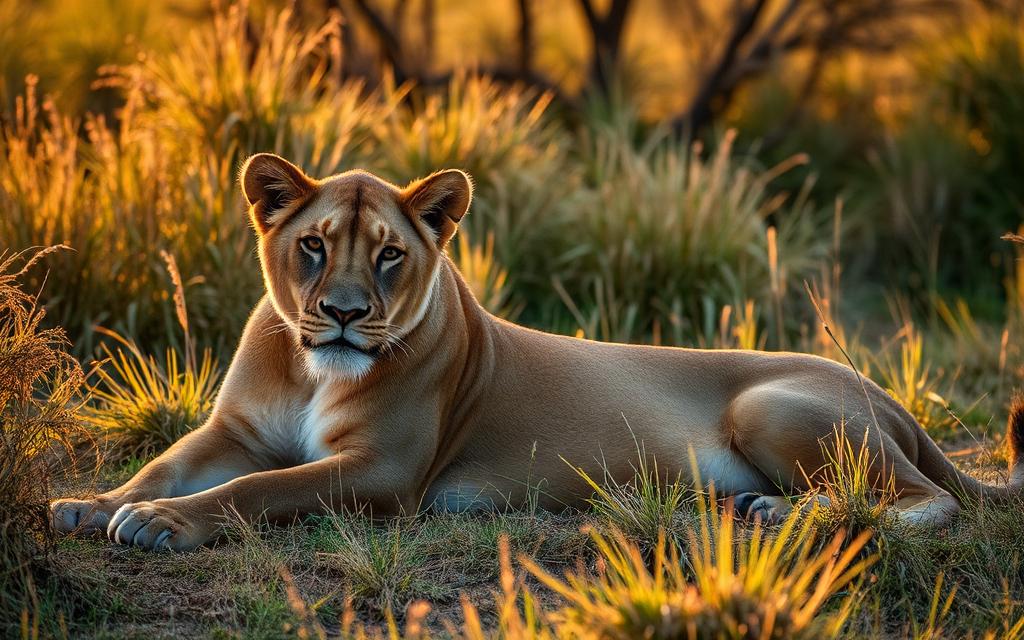 Lioness resting in Queen Elizabeth National Park